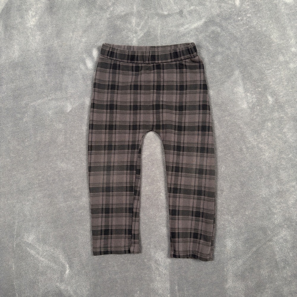 Koala Kids Jogger Pants Pull On Gray Black Plaid French Terry 18-24 Months Baby